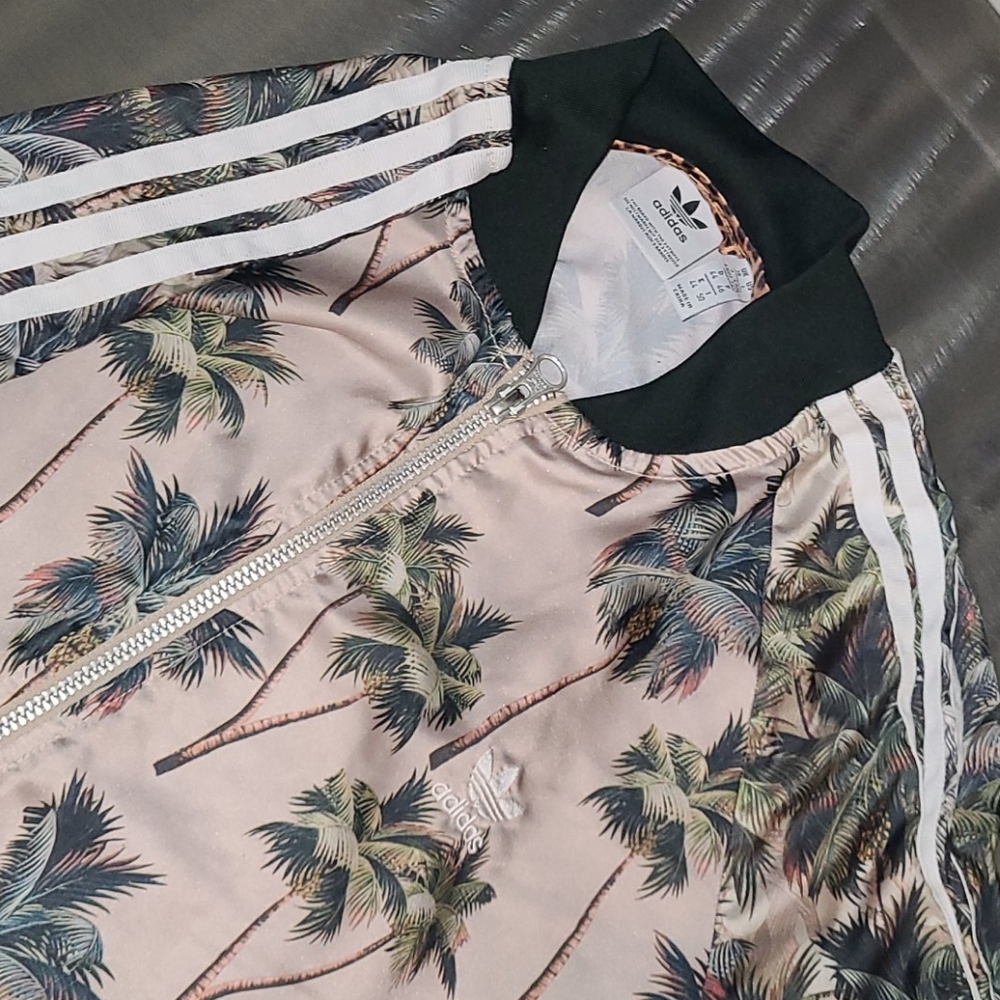 ADIDAS SILK PALM TREE KNEE LENGTH JACKET🌴💞